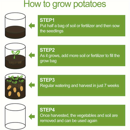 Potato Grow Bags with Harvest Flap & Handles 4pcs 7 Gallon | No-Dig Harvest Window | Vegetable Planter for Potatoes Onions Tomatoes Carrots Indoor Outdoor