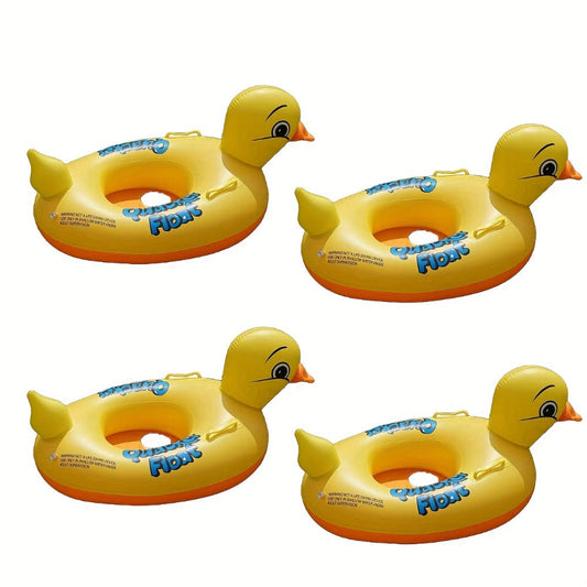 Pool Float Duck-Shaped Ring with Two Built-In Handles and One, Two or Four-Piece Pack Selections