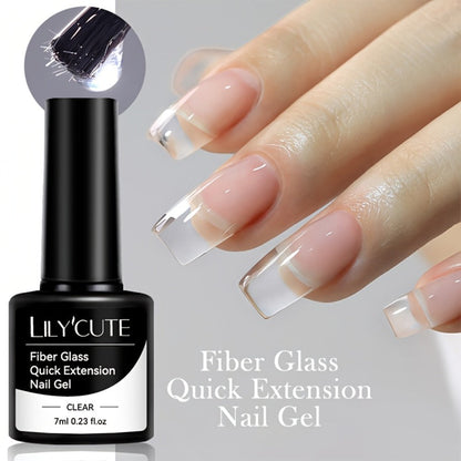 Clear Fiberglass Builder Gel 3-Pack, 7ml Bottles for Broken Nail Repair and Extensions with UV or LED Lamp Curing