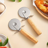 Stainless Steel Solid Wood Pizza Wheel Knife 2pcs