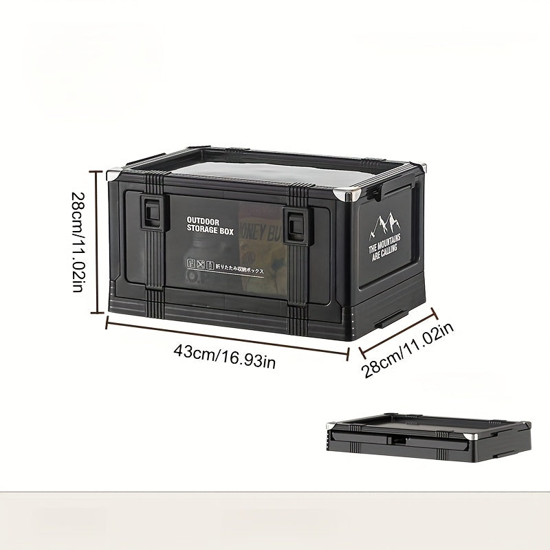Collapsible Double-Door Storage Box in Black or Green, 16.93-Inch Width with Folding Flat Design