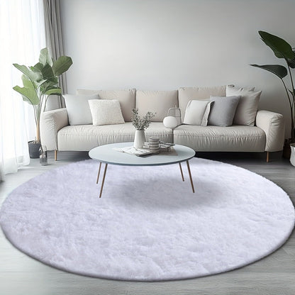 Area Rug, Round Shaggy Plush Carpet in Seven Colors and 4-, 5- or 6-Foot Diameters with Spot-Clean Care
