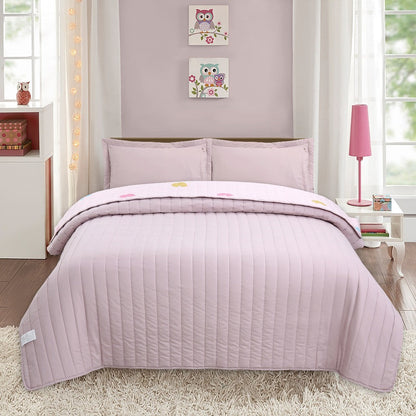 Pink Pony and Princess Print Three-Piece Bedspread Set with 67 x 90-Inch Cover and Two 20 x 28-Inch Shams