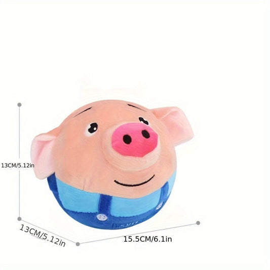 Dog Toy USB-Rechargeable Bouncing Character Ball with Recording and Music Modes in Five Styles