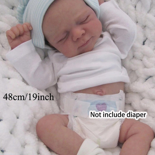 Reborn Baby Doll 19-Inch Full Vinyl Sleeping Design with Painted Hair, Closed Eyes, Mint Outfit and Accessories