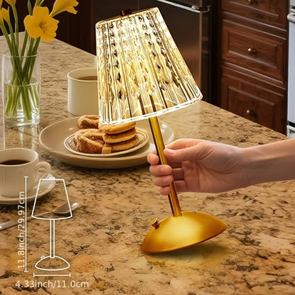 Crystal Atmosphere Lamp Portable – 3-Color Adjustable Touch LED Table Light with Retro Golden Design for Home, Dining Table & Restaurant Ambiance (Starlight / Pumpkin / Trumpet)
