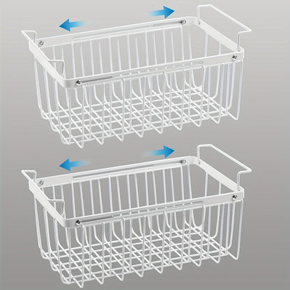 Expandable Wire Freezer Organizer Basket Set with Hanging Handles and 15.6- to 24.3-Inch Width Options