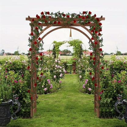 85" Brown Wooden Wedding Arch - Garden Arbor for Ceremonies, Plant Trellis, Backyard Pergola, And Christmas Decoration