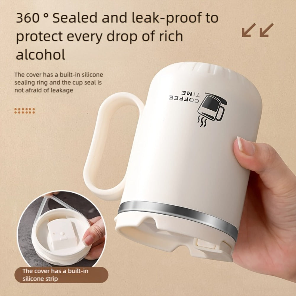 500ml Covered Stainless Steel Coffee Travel Mug with Handle in White, Black, Red, Grey or Brown