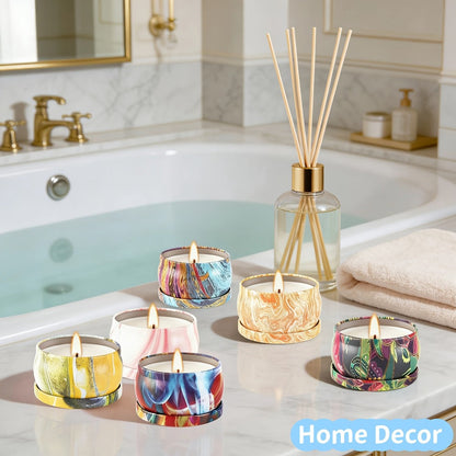 36-Piece Candle Gift Set with Lidded 2.5oz Decorative Tins in Three Coordinated Design Families
