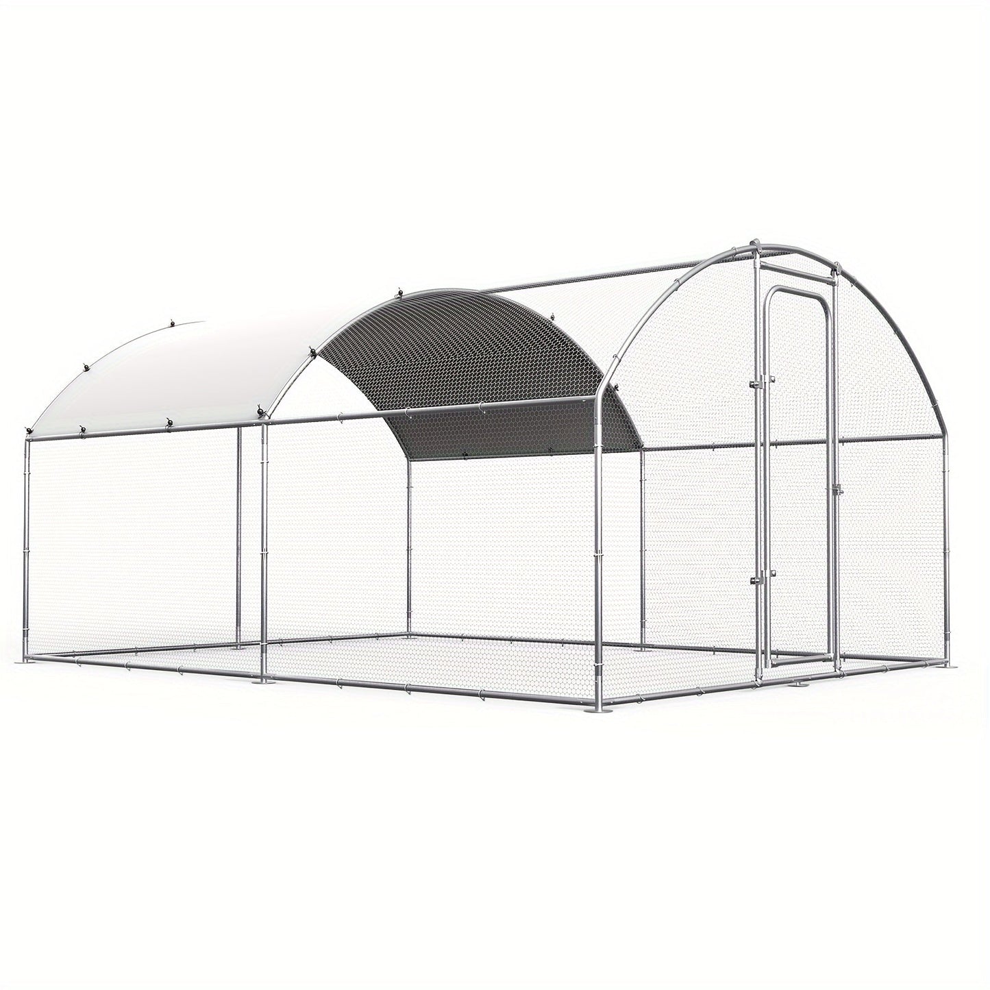 Walk-in Chicken Pen Large Metal Outdoor Poultry Enclosure Waterproof UV-Resistant Cover Heavy-Duty Yard Cage for Chickens Ducks Rabbits 3 Sizes Available
