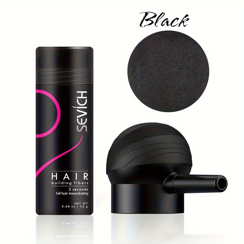 Compact Two-Piece Hair Fiber Set with Spray-Head Containers in Black, Dark Brown or Medium Brown
