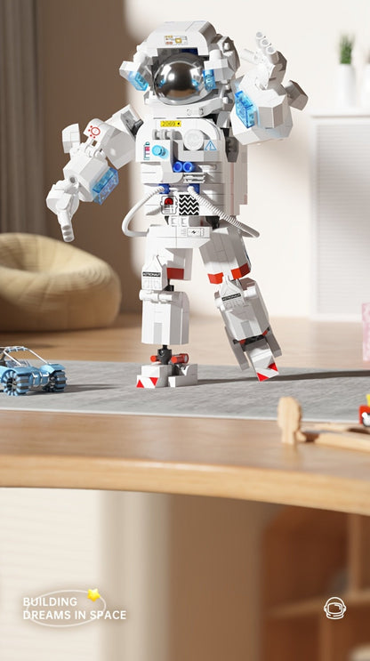 Building Block Set Astronaut Model, 623 Micro Pieces with White Space Suit Figure and 23cm Display Height