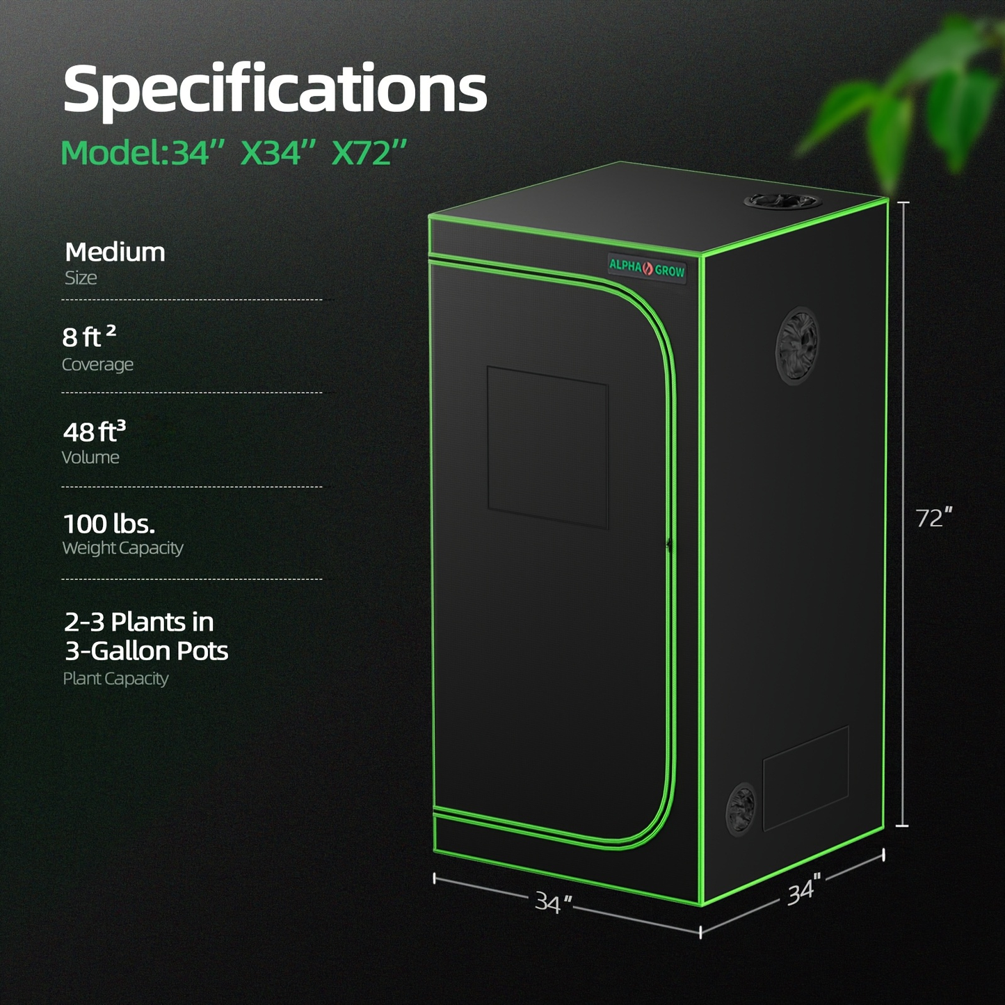 ALPHAGROW Grow Tent Greenhouse Portable 2X2/3X3/4X2/4X4 Ft High Reflective 1680D Mylar Canvas with Observation Window And Floor Tray for Hydroponic, Mushroom, Flower Indoor Plant Growing Home