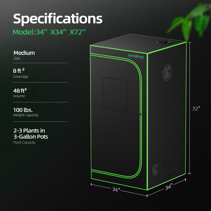 ALPHAGROW Grow Tent Greenhouse Portable 2X2/3X3/4X2/4X4 Ft High Reflective 1680D Mylar Canvas with Observation Window And Floor Tray for Hydroponic, Mushroom, Flower Indoor Plant Growing Home