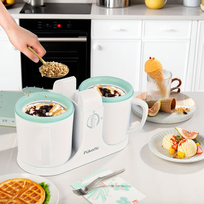 Ice Cream Maker Machine 33.81oz Dual Cup - Homemade Ice Cream, Frozen Yogurt & Fruit Smoothies, Detachable Easy-Clean Design
