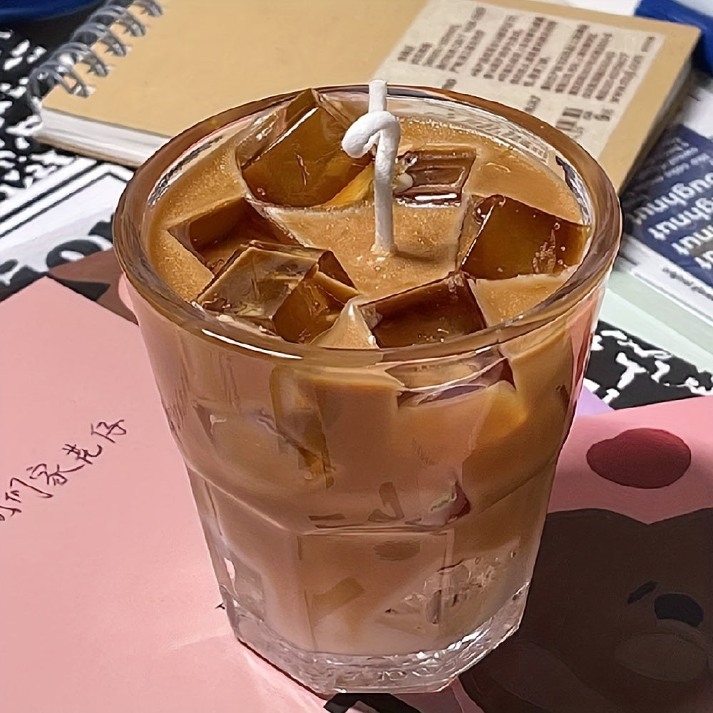 200g Iced Coffee Cup Candle with Clear Glass, Cube Details, Single Wick and Presentation Box