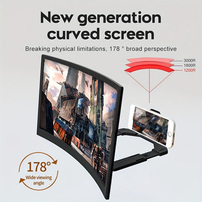 Screen Magnifier for Phone 12 Inch HD Curved Lens – 1:1 No-Distortion Enlarger, Foldable Portable Stand, Eye Protection for Movies Video Calls, Universal Smartphone Amplifier, Gift for Seniors Students