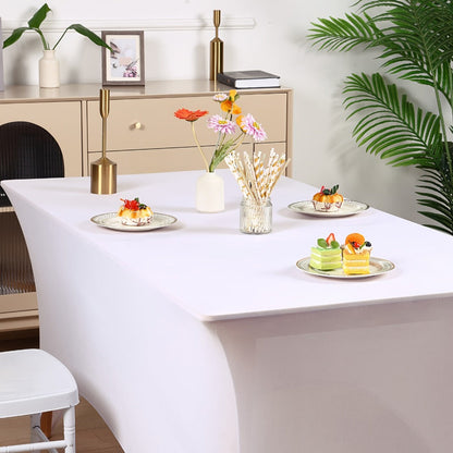 Rectangular Stretch Tablecloth Sets in 4-, 6- or 8-Foot Sizes, Black or White, with Two- or Three-Piece Options
