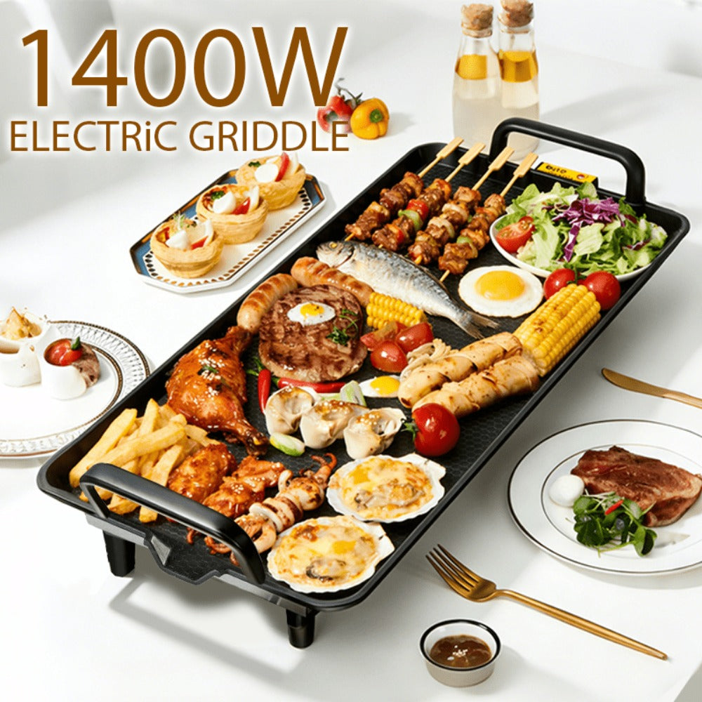 Rectangular Electric Griddle in 15.35 x 8.66 or 22.83 x 10.24 Inches with End Handles and Drip Area