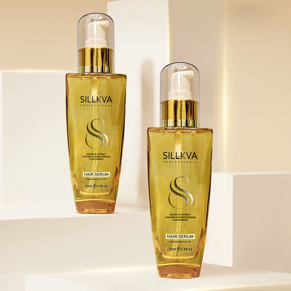 Two-Pack Argan Oil Leave-In Hair Serum for Dry, Frizzy and Flyaway Hair in Daily Care Routines