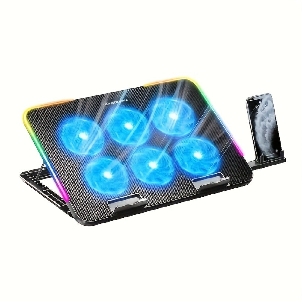 Laptop Cooling Pad ICE COOREL 6 Fans 12-17.3 Inch 5 Adjustable Heights 2 USB Ports RGB Gaming for an Everyday Personal Care Routine