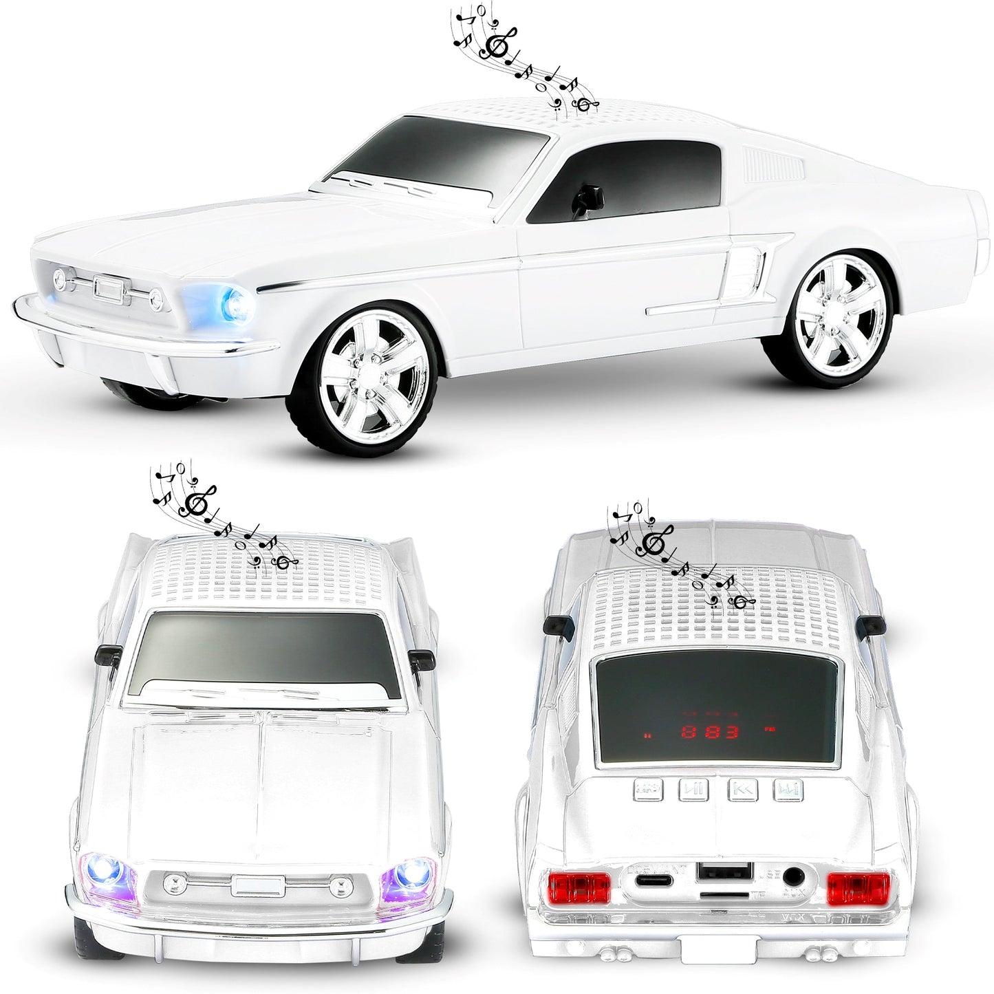 Fuzix WS-1967 Classic Car Bluetooth Speaker with LED Lights | Retro Replica Wireless Stereo, FM Radio, USB/TF/AUX, Built-in Mic, Rechargeable – Novelty Gift for Car Enthusiasts, Home, Travel & Parties