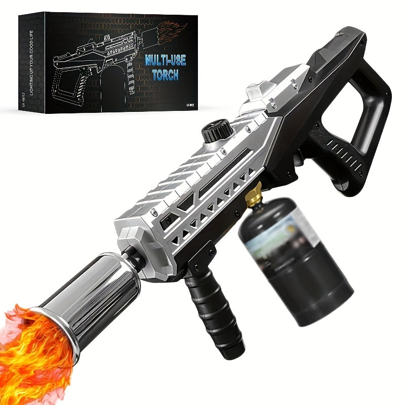 Long-Handle Propane Grill Torch with Adjustable Flame, Trigger Ignition and Silver-Black Finish