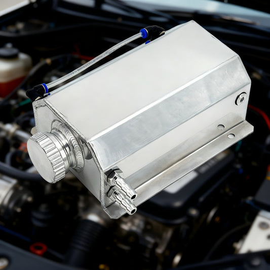 Coolant Overflow Reservoir Tank - 2L Universal Polished Aluminum Expansion Catch Can, Radiator Coolant Recovery Tank for Chevy, GMC, Buick & Most Vehicles