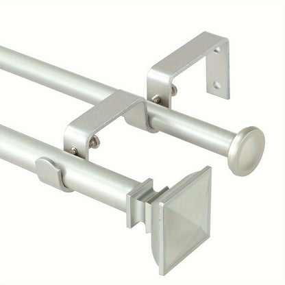 Double Curtain Rod Set with Square Urn Finials Adjustable Double Drapery Rod 5 Finishes 2 Sizes Window Curtain Hardware Easy Install