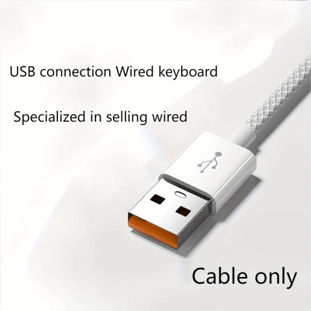 Mechanical Keyboard 104-Key Full-Size Wired USB Layout with Retro Round Keycaps, Backlighting and Control Knob