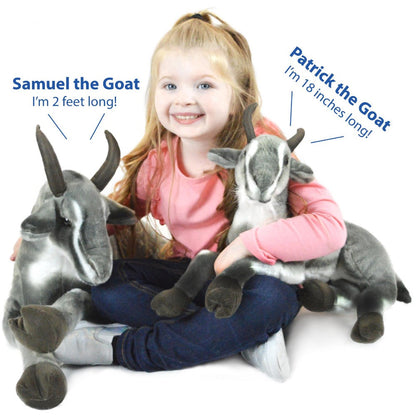 Stuffed Animal Patrick Pygmy Goat in 18-Inch Size with Acrylic Plush Fabric and Source-Listed Care