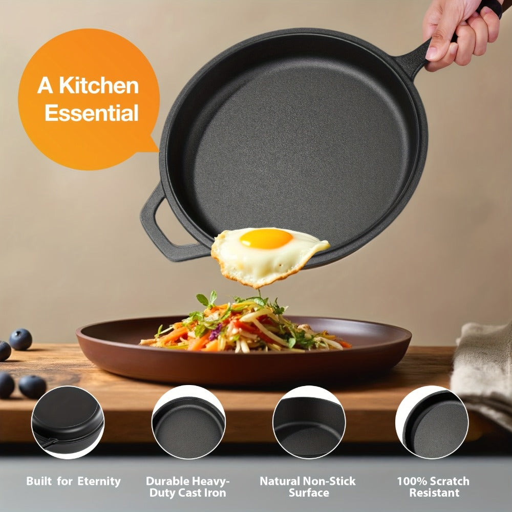 Cast Iron Dutch Oven & Frying Pan Set – Pre-Seasoned 2-in-1 Cookware, Deep Pan + Skillet for Stovetop, Induction, Oven, BBQ & Outdoor Cooking, Multi-Purpose Pots and Pans Set