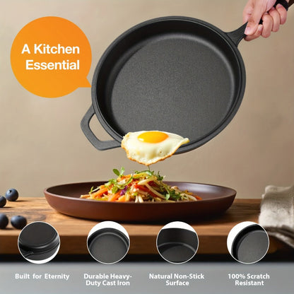 Cast Iron Dutch Oven & Frying Pan Set – Pre-Seasoned 2-in-1 Cookware, Deep Pan + Skillet for Stovetop, Induction, Oven, BBQ & Outdoor Cooking, Multi-Purpose Pots and Pans Set