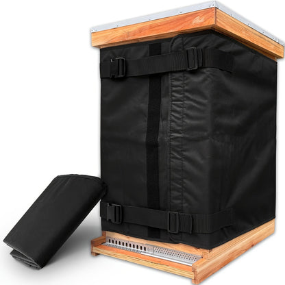 Black Beehive Winter Insulation Wrap with Adjustable Buckle Straps in 192 x 40 or 60 cm Sizes