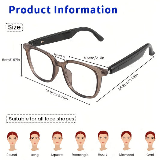 Smart Glasses Translation Eyewear with 160 Listed Languages, Open-Ear Audio and Four Frame Options