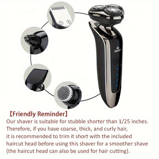3D Rotary Shaver for Men 5-in-1 Rechargeable Electric Razor Beard Trimmer Nose Hair Trimmer Facial Cleaning Brush Grooming Kit Gift for Dad Husband Boyfriend