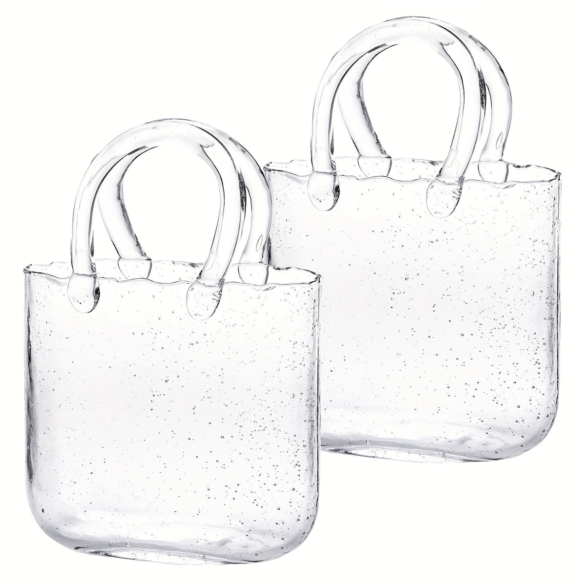 Glass Purse Vase for Flowers Glow in the Dark Vase Fish Bowl Bubble Clear Bag Vase with Handle 7.7x3.9x10.4In Unique Decorative Vases for Centerpieces Wedding Table Christmas Home Decor