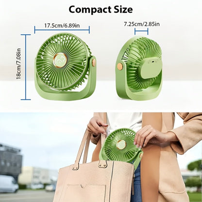 Portable USB Rechargeable Fan, 5-Speed Turbo Strong Wind Fan, Adjustable Hanging Vertical Fan for Wall, Desktop and Ceiling Mount, Fast Cooling Personal Fan for Home, Office and Outdoor Camping