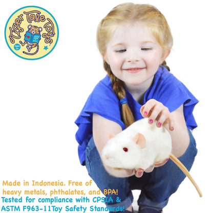 White Rat Stuffed Animal Plush 7 Inch | Wylie Realistic Rat Plushie with Character Story | CPSIA Safe | Gift for Kids & Animal Lovers | Viahart | Toy Play Nest
