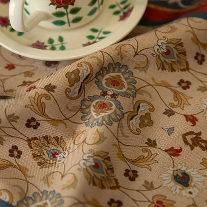 Tasseled Floral Table Runner with 15.75-Inch Width and Three Length Options for Dining Tables