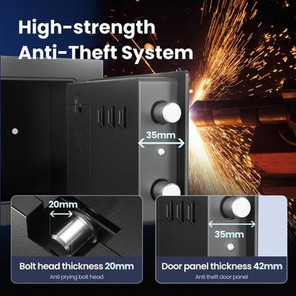 Fingerprint Safe Box with Password and Key Lock 0.3 0.8 1.13 1.71 Cu Ft Home Security Safe for Money Documents Passports Jewelry Bedroom Office Bedside Electronic Combination Lock Steel Safe