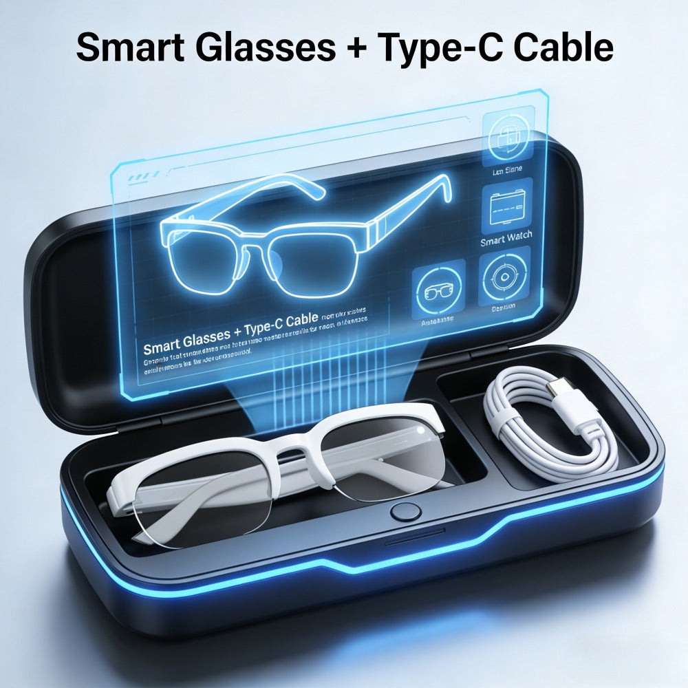 AI Smart Glasses with Real-Time Translation – Open-Ear Audio, Wireless Music, Built-In Mic & Speaker, Bluetooth Wearable Tech for Travel Work Daily Use, Black or White (Single or 2-Pack)