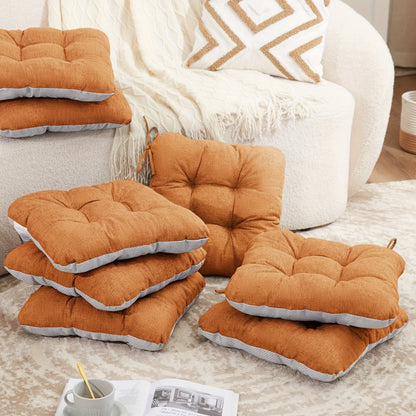 Tufted Chair Cushion Sets in 4- or 8-Piece Options with M/L Sizes, Tie Straps and 12 Color Choices