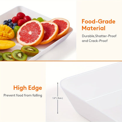 Serving Tray Set of 4 – Reusable Plastic Platters for Fruit, Cookies, Dessert & Snacks | Kitchen Party Organizer