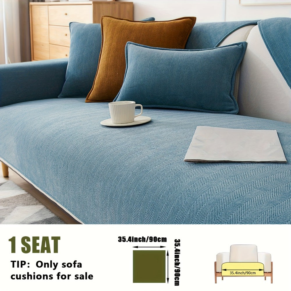 Sofa Cover Ribbed Chenille Stretch Panels with Non-Slip Design for 1 to 4 Seats, Armrests or Cushions