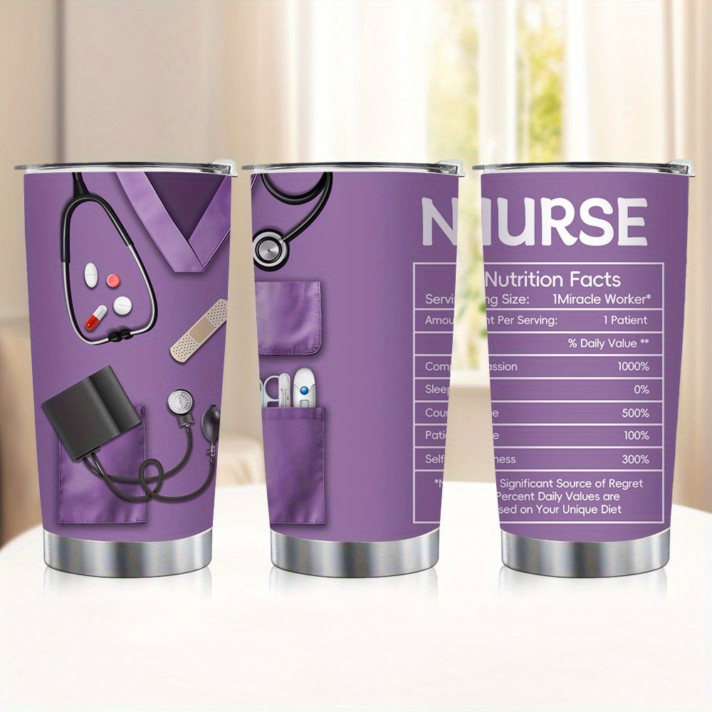 20oz Nurse Medical-Kit Graphic Tumbler with Clear Lid, Metal Straw and Rose Red, Green or Purple Colors