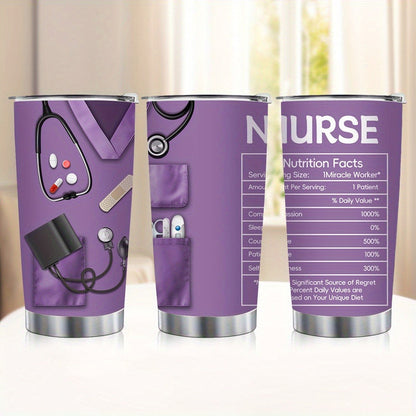 20oz Nurse Medical-Kit Graphic Tumbler with Clear Lid, Metal Straw and Rose Red, Green or Purple Colors