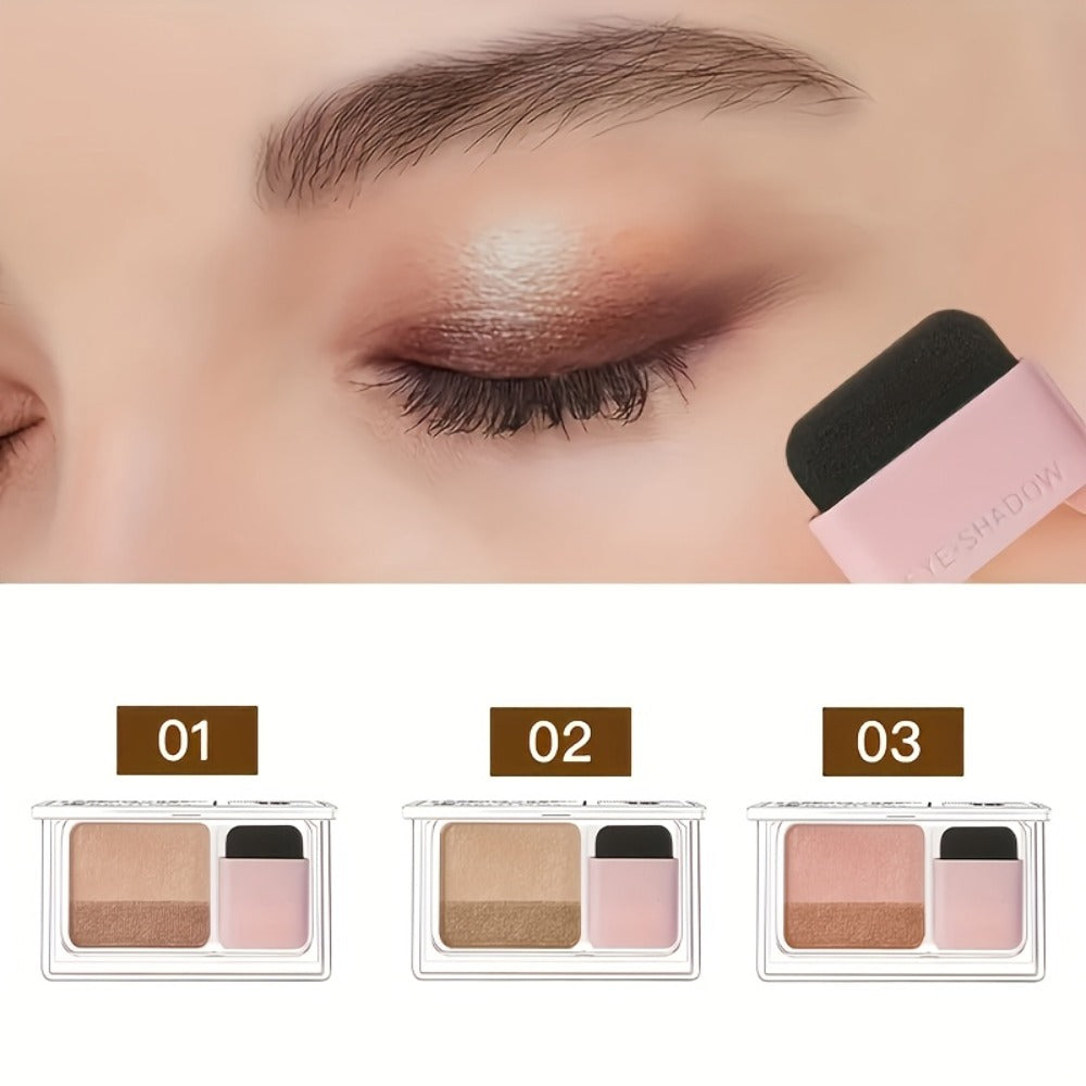 Three-Pack Eyeshadow Palette Set with Glitter, Shimmer, Matte and Satin Finishes plus Brush