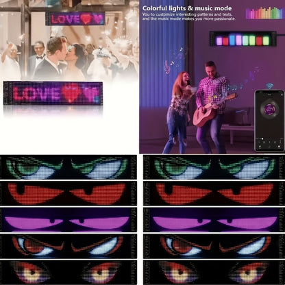 LED Matrix Panel Flexible Programmable Display - Bluetooth APP Control, USB Powered DIY LED Sign Board, Custom Text & Animation for Store Car Hotel Holiday Decoration
